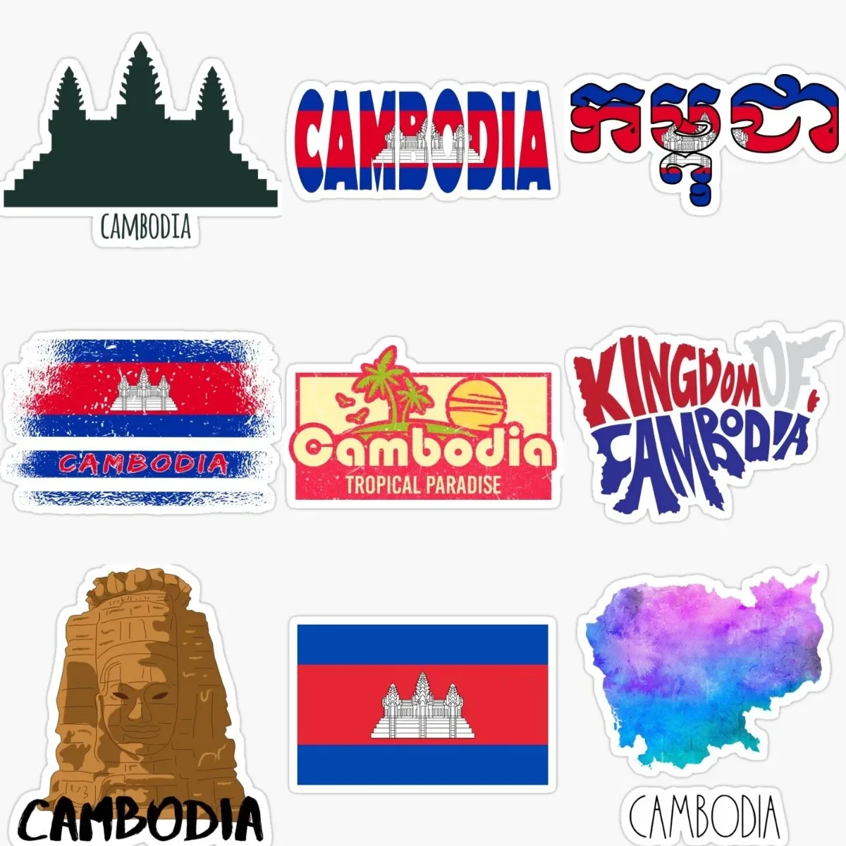 

Cambodia Flag Emblem Creative Sticker for Decorate Window Car Van Truck Bicycle Motorcycle Off-road Helmet Camper Bumper Decal