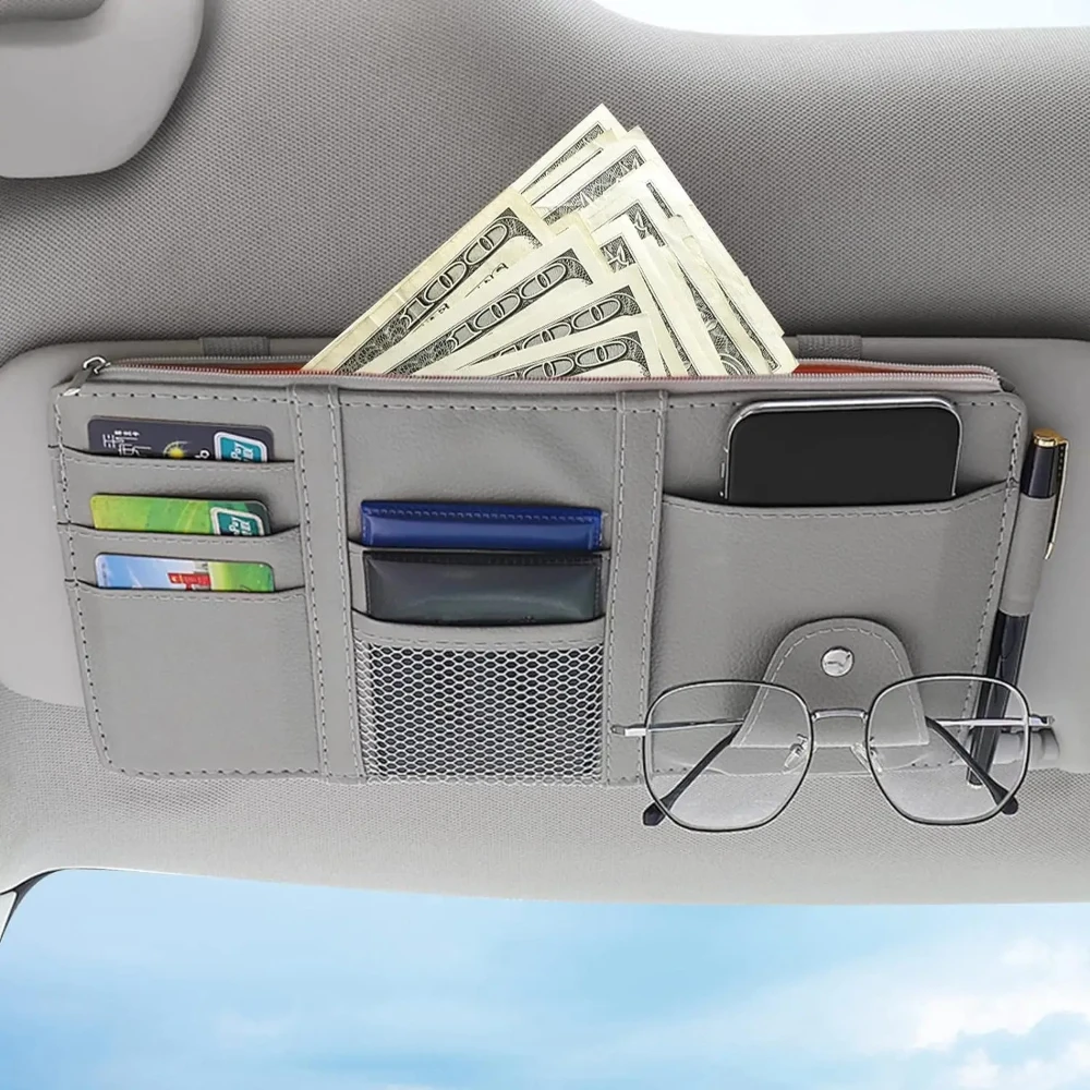Car Sun Visor Organizer Multi Pocket, Auto Interior Storage Pouch, Car Document Holder Pen Bag Car Interior Accessories