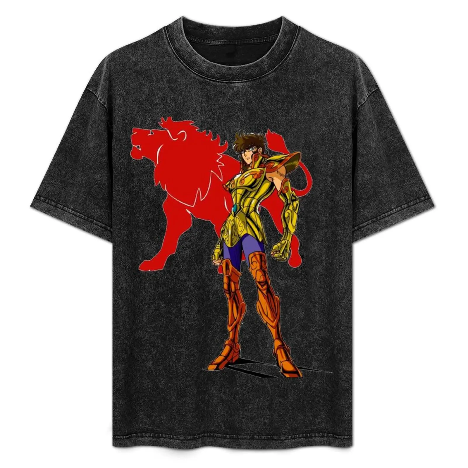 Gold Knight of the Constellation Leo T-Shirt vintage graphic tee Aesthetic clothing mens big and tall t shirts