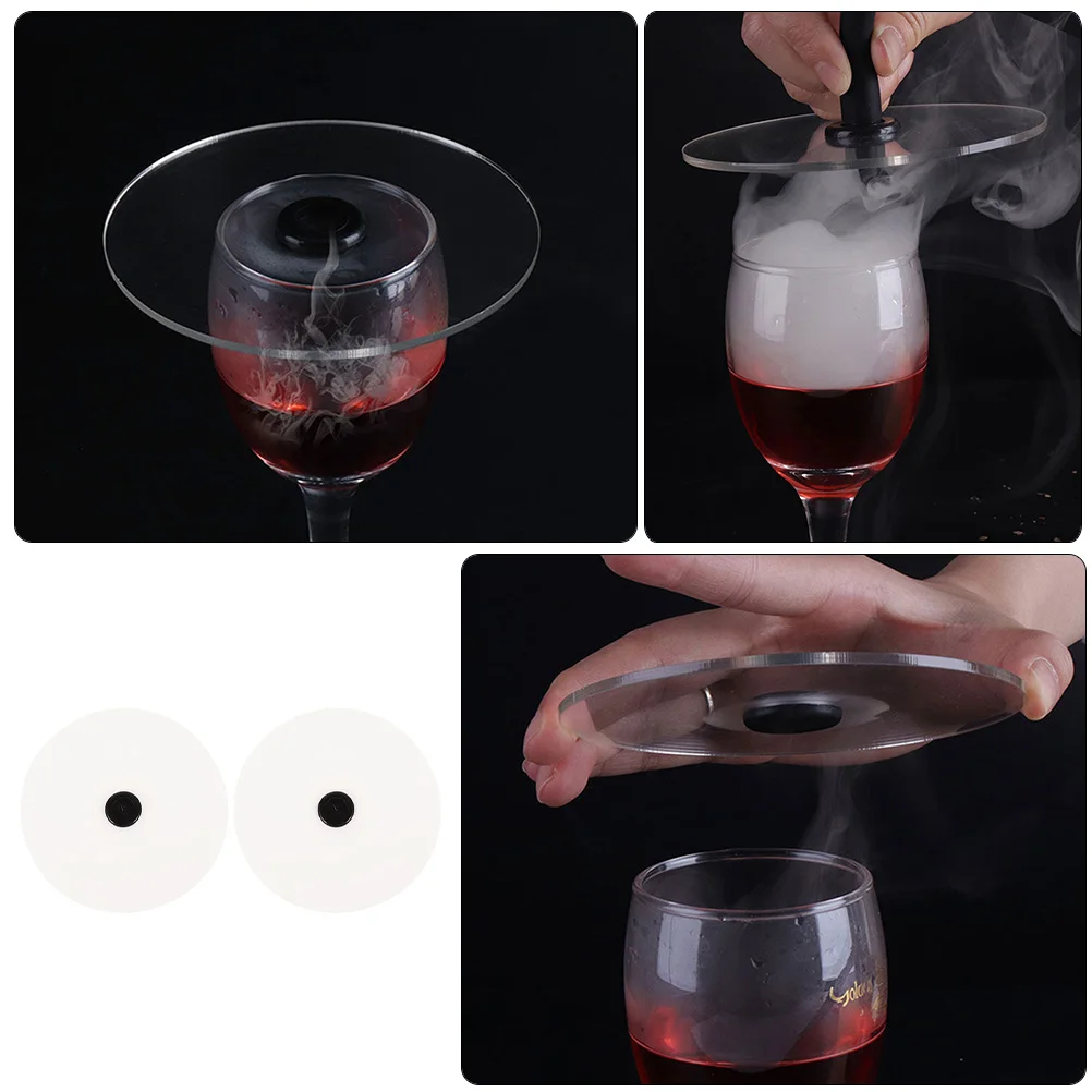 

2pcs Colored Smoke Infuser Lids Cover for Cocktail Drinks Glass Making Tools Easy Clean Acrylic Material