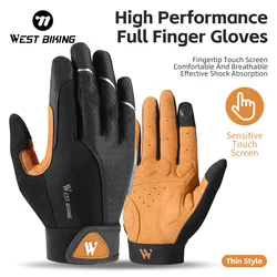 WEST BIKING Cycling Gloves Breathable Full Finger Mitts MTB Bicycle Sports Gloves Men Women Spring Autumn Gym Motorcycle Gloves