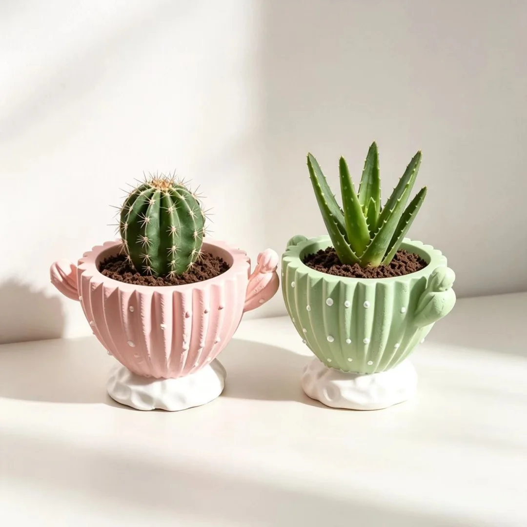 Cactus Succulent Pot Silicone Mold Easy Demold For DIY Flower Pot Concrete Storage Jar Plaster Candle Cup Pen Holder Home Decor