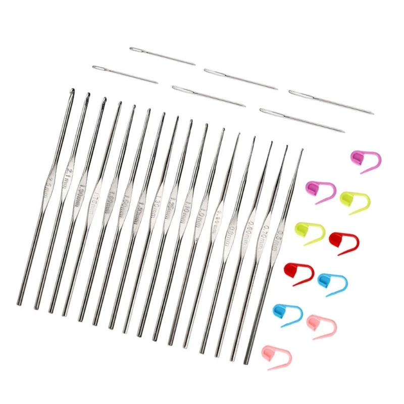 16/32/37Pcs Stainless Steel Crochet Hook Large Eye Needle Knitting Accessires Dropshipping