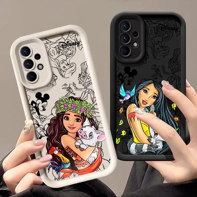 Moana Pocahontas Case For Samsung Galaxy A55 5G A54 A35 A53 A52 A34 A13 A14 A15 A16 A21S A25 A32 A33 Phone Cover Disney Princess