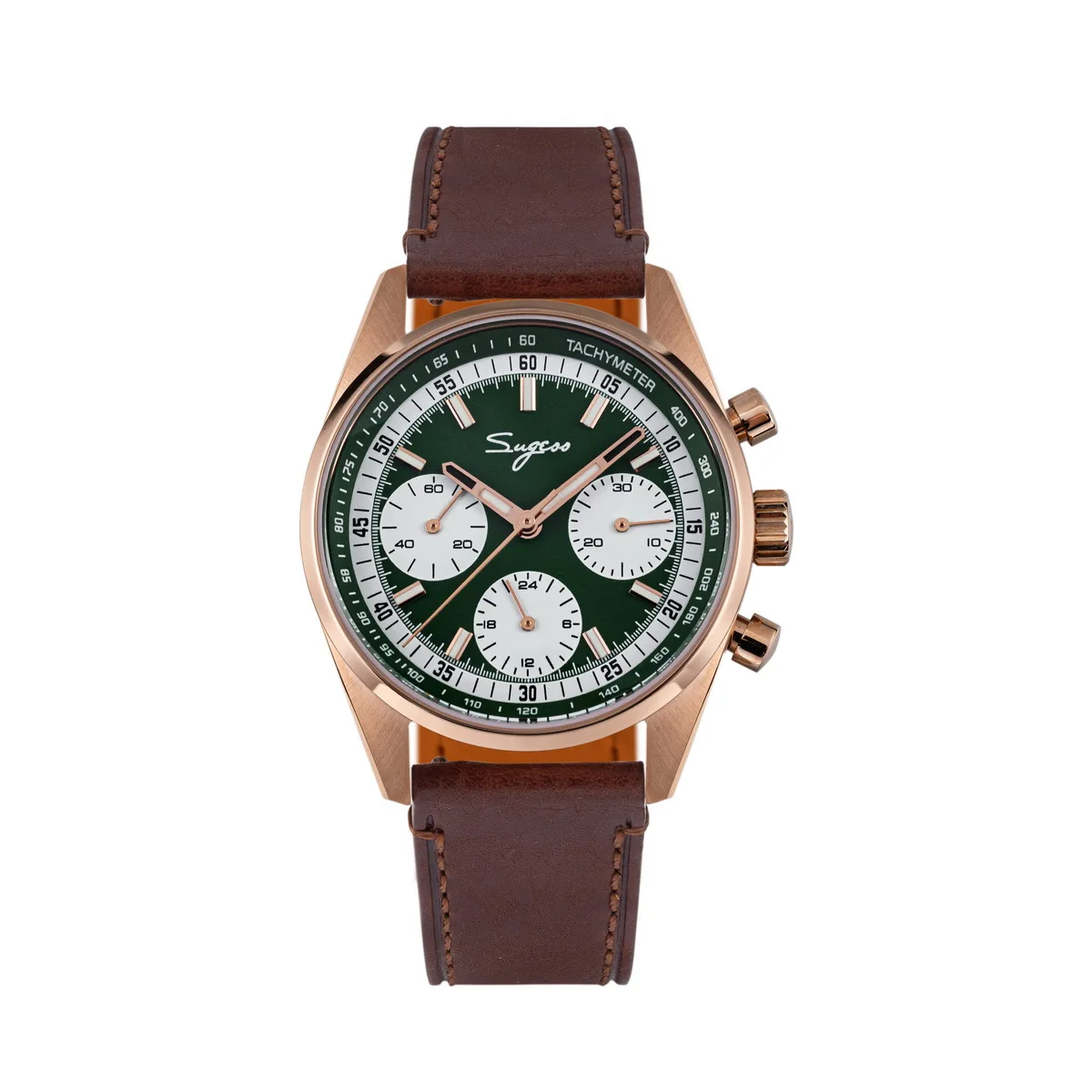 Sugess Mens Watch 38mm Chronograph Mechanical Wristwatches Tianjin Gooseneck Movement Sapphire Crystal Roulette Dial S465 new image 3