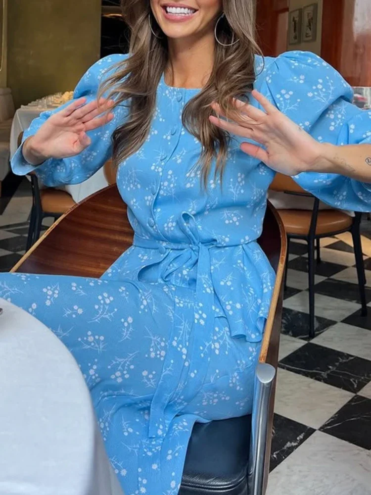 

Осенние женские однобортные топы и юбки с круглым вырезом и длинными рукавами, комплекты из 2 предметов, офисное женское бандажное платье миди с цветочным принтом