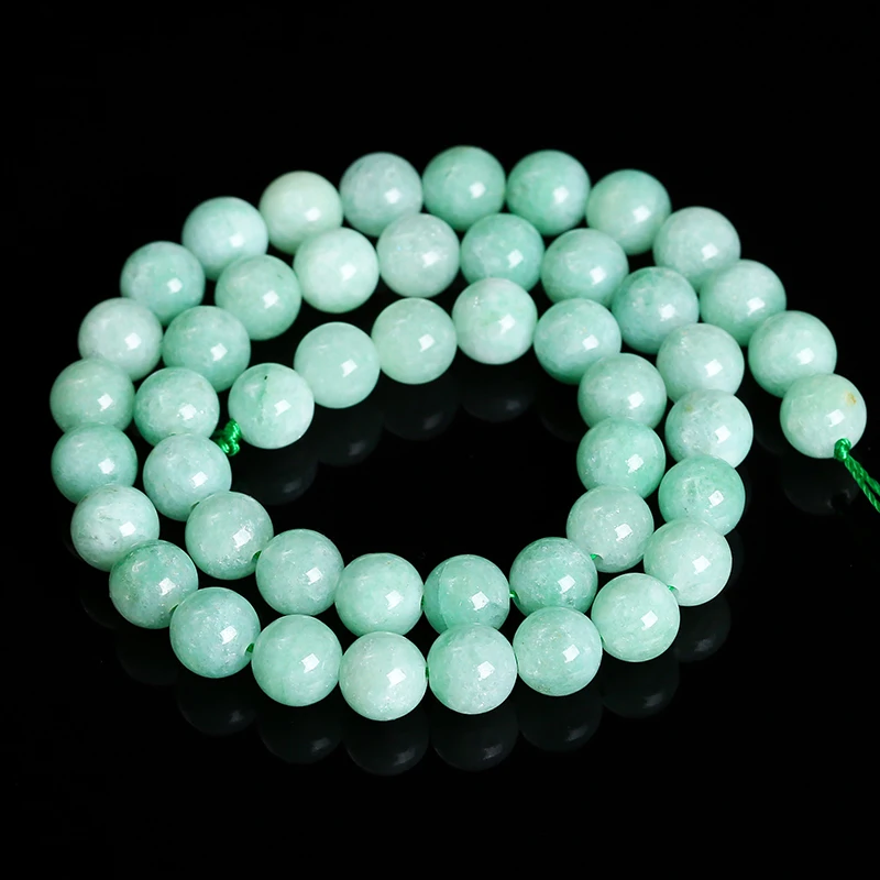 1 ستراند الحجر الطبيعي ميانمار حبة اليشم الجولة فضفاض خزر عازل DIY بها بنفسك صنع المجوهرات قلادة سوار مجوهرات الإكسسوار 15"