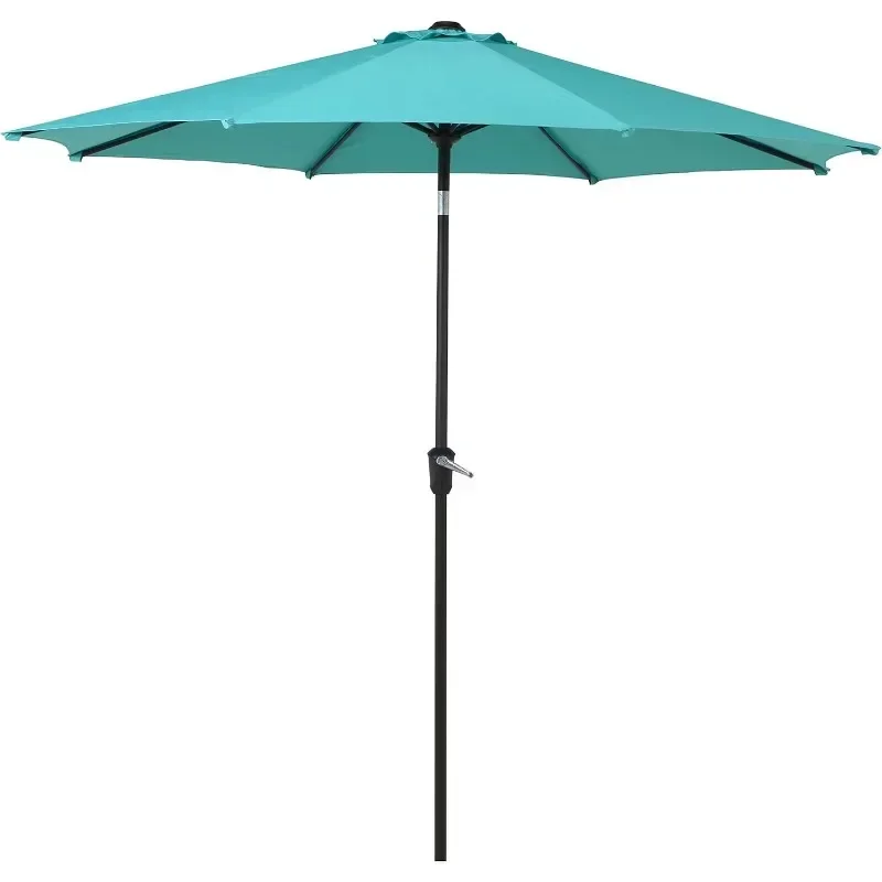 

9FT Patio Umbrella with Fringe, Outdoor Tassel Umbrella with Push-Button Tilt for Poolside, Deck, Garden