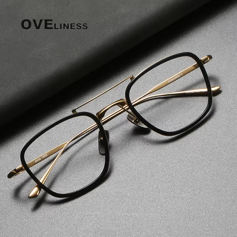 

Acetate Titanium Glasses Frame Men New Vintage Square Prescription Myopia Eyeglasses frames Women Optical Spectacles Eyewear