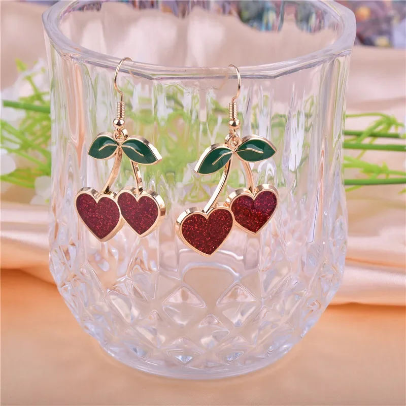 10pcs Red Heart Shape Cherry Enamel Charms Handmaking Pendants Floatings DIY Jewelry Making Handmade Craft Dropshipping