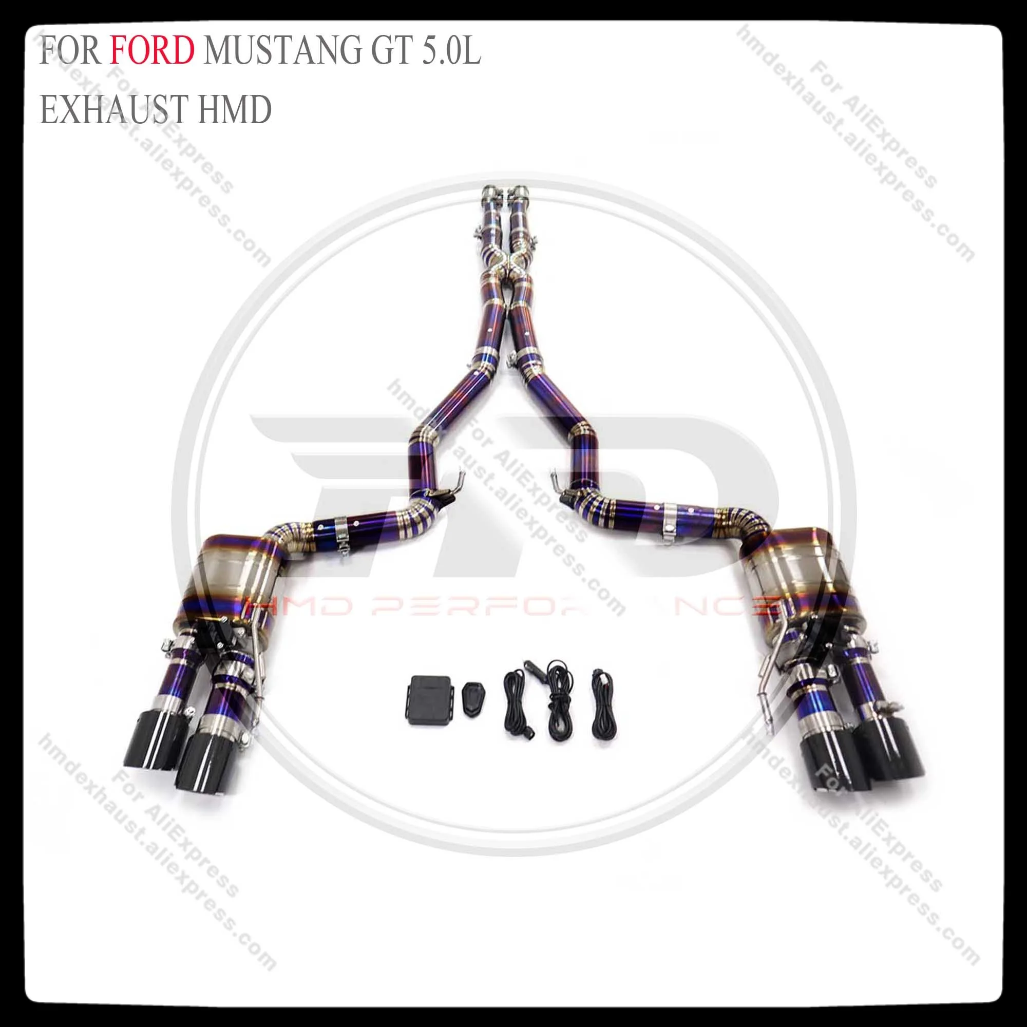 

HMD Exhaust System Titanium Alloy Performance Catback for Ford Mustang GT 5.0L Muffler With Valve and tips