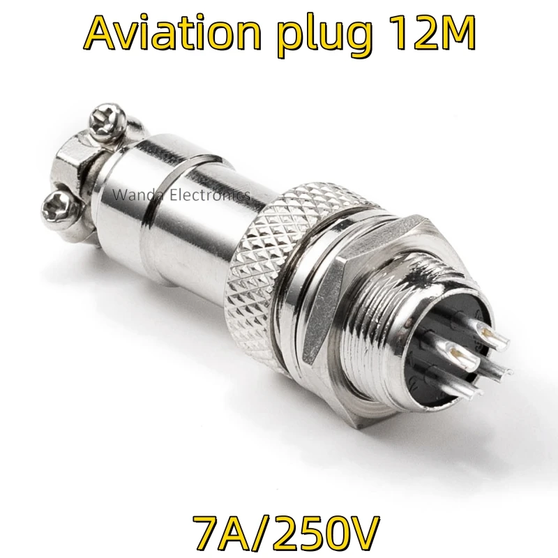 1 set of Aviation Plug Connectors GX12 M12 Panel Fixed Connectors 12mm Docking Cable Power Male and Female sockets 2/3/4/5/6/7P