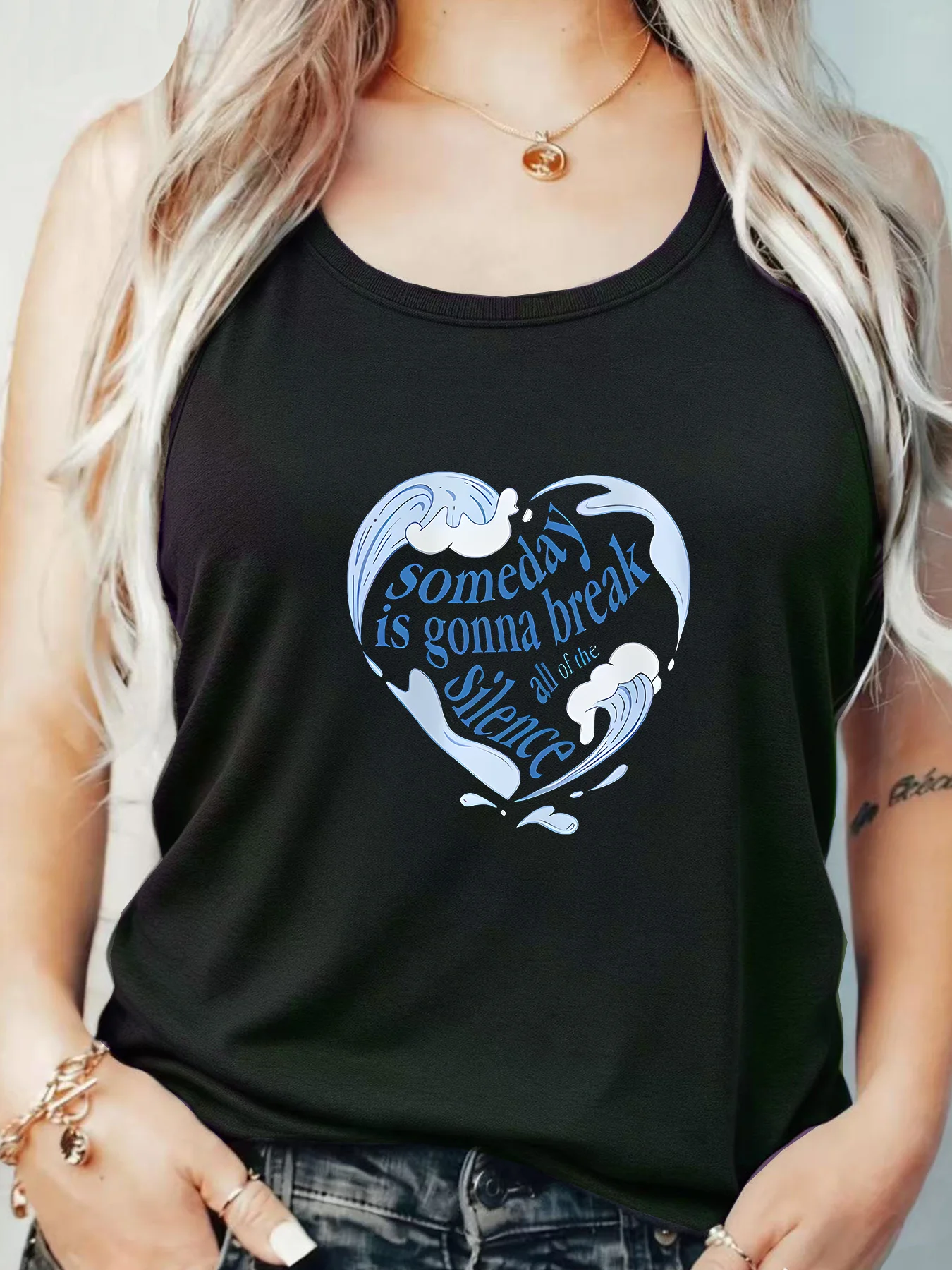 

Loose Fit Printed Pocket T-Shirt for Women with Ribbed Collar round Neck 1-8XL plus Size Comfortable Casual Vest