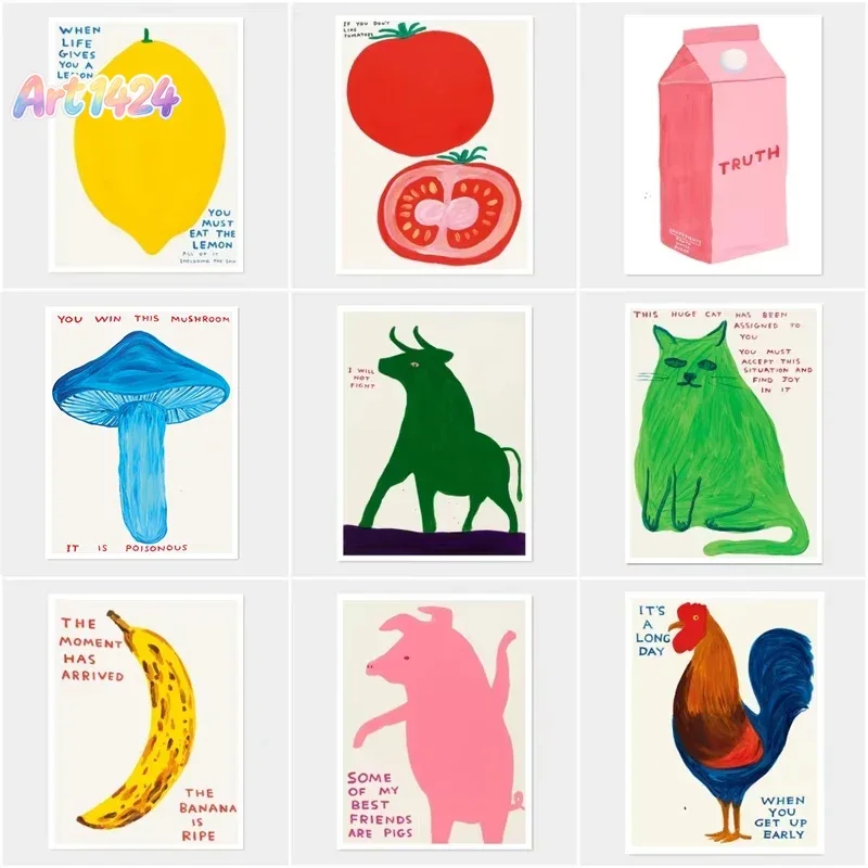 Vintage Colorful Poster Milk Banana Coffee Prints Canvas Painting Retro Trendy Wall Art Picture for Living Room Home Decorati