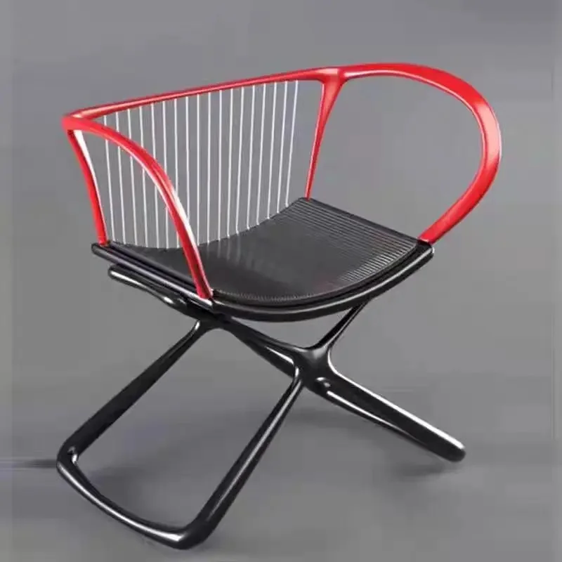 Modern Hollow Metal Dining Chair with Grid Backrest for Home Decor - Stylish and Comfortable Leisure Seat