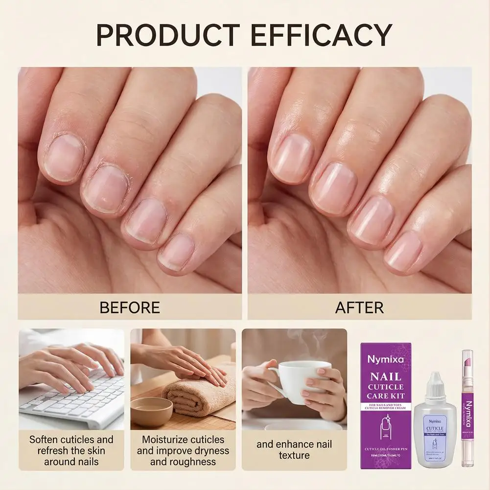 1/2set Nail Cuticle Care Kit,Nail Soften Oil Cuticle Remover for Gel Overgrown Cuticles Soften Eliminating Exfoliant for Nails view 5