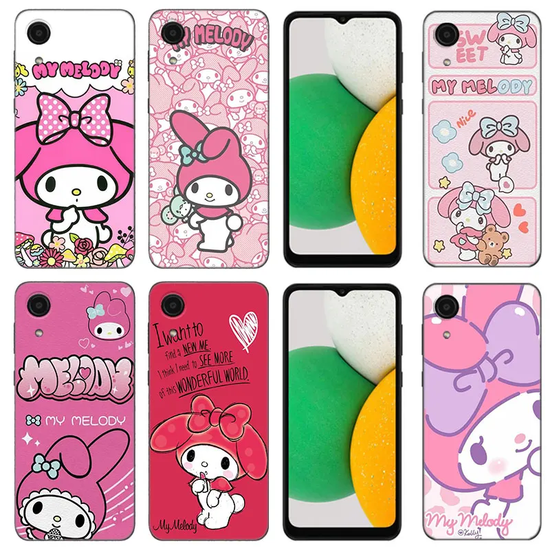 Cute My Melody Phone Case For Samsung Galaxy A01 A03 Core A04 A20 E A02 A10 A21 A30 A50 S A40 A41 A6 A8 Plus A7 2018 Black Cover