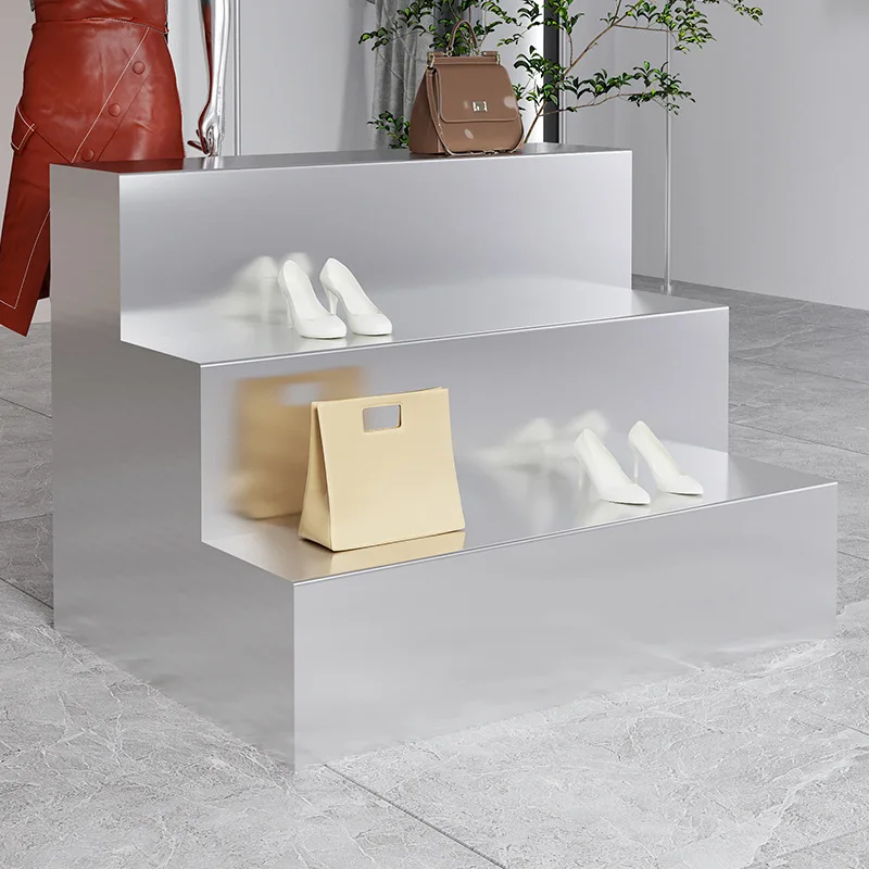 Clothing store stainless steel Nakajima Taiwan flowing water platform shoe store display table in the middle