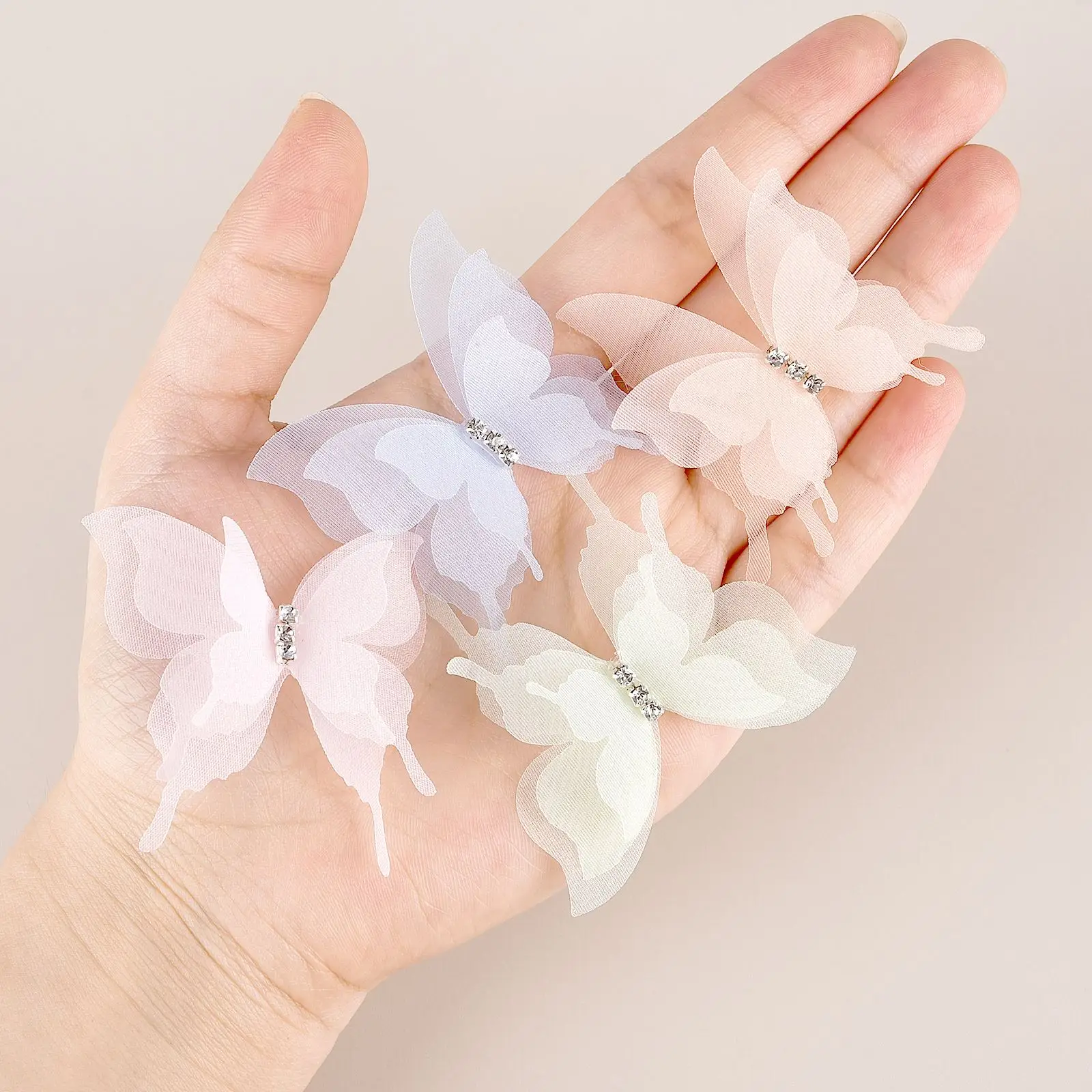 

10/20pcs Gradient Color Organza Fabric Butterfly Appliques 5cm Translucent Chiffon Butterfly For DIY Sewing Craft Decoration