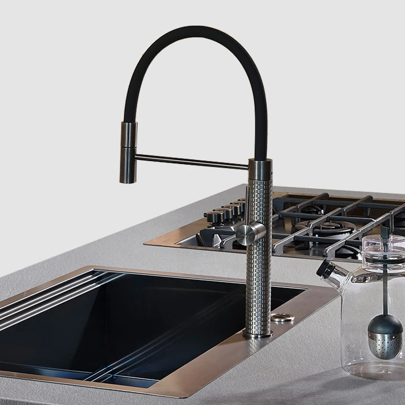 

Gunmetal kitchen faucet with brushhead Brass kitchen mixer hot and cold Kitchen water tap Pull out kitchen Faucets