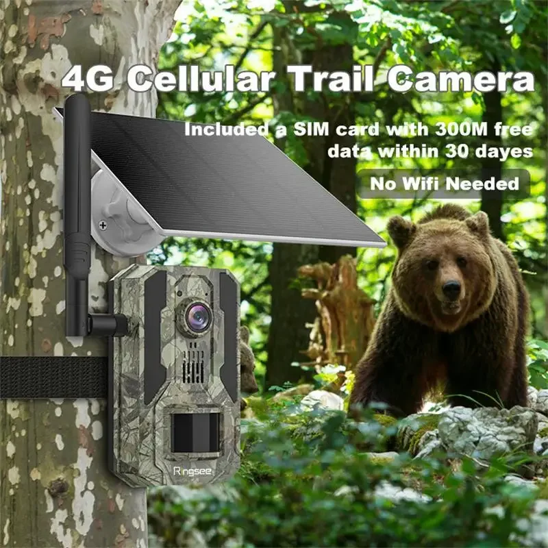 

4G solar hunting camera HD camouflage monitoring wireless mobile phone surveillance full color night vision 4M