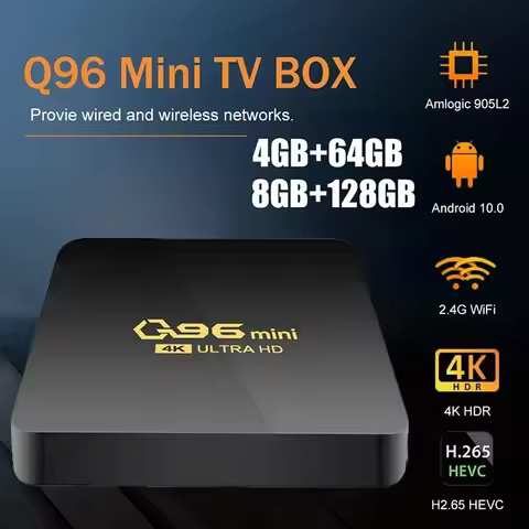 2.4G WIFI 4K Set Top Box 8G 128GB Media Player H.265 Home TV Theater Q96 Mini Smart TV Box Amlogic Android 10.0 S905L Quad Core