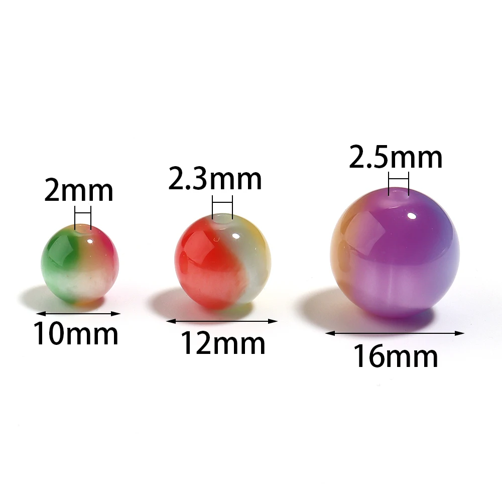 10-20 Stück/Los 10 12 16mm Traumhafte Farbverlauf Harzperlen Runde Lose Abstandshalterperlen für Schmuckherstellung DIY Armband Zubehör – Detail 1