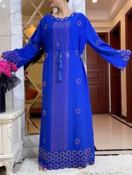 2024 Women Elegant Party Dress Diamonds Long Sleeve Abaya  High-grade Comfort Fabric Islamic Clothing  Abaya Women Muslim Dress