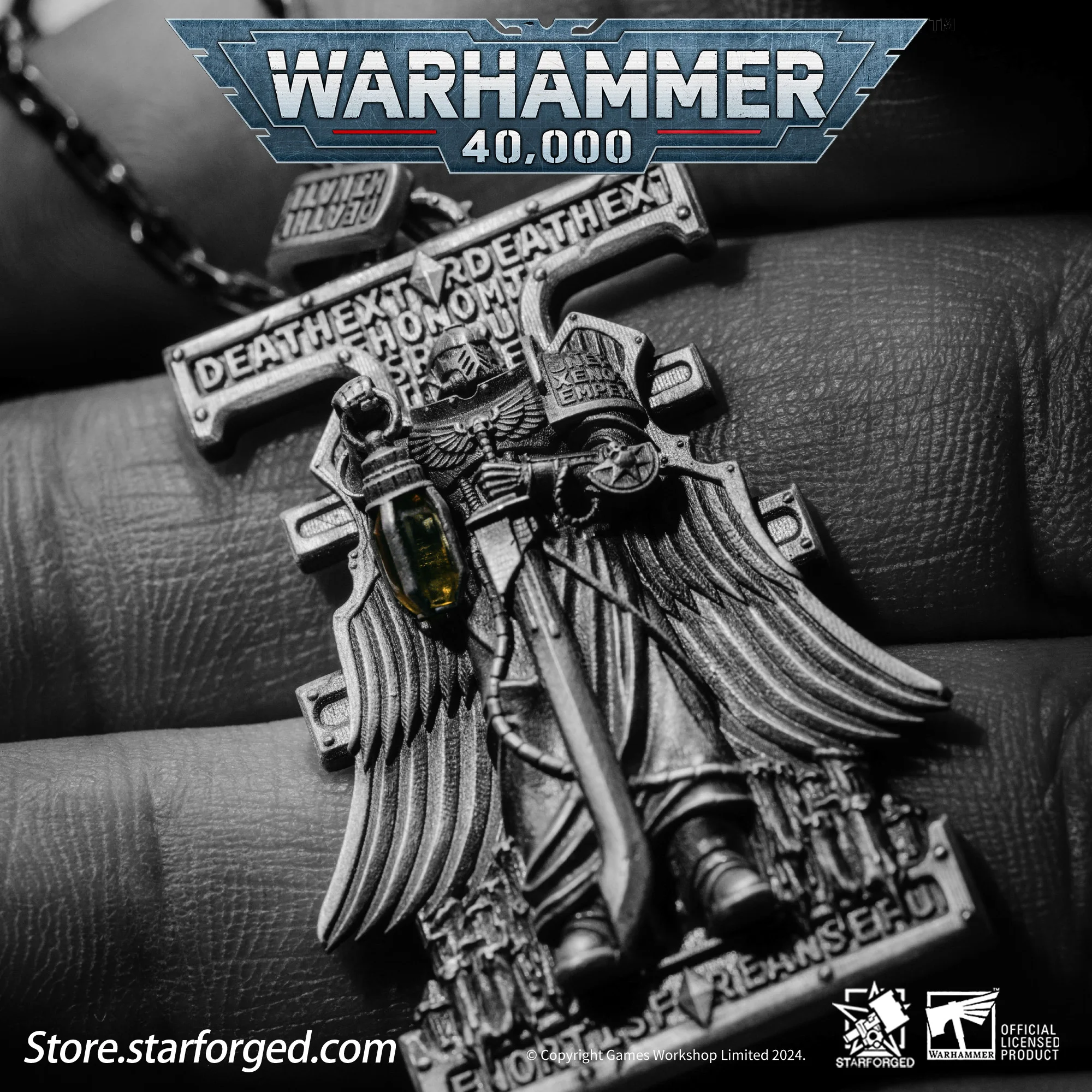 Starforged Warhammer 40K Stigmata of Shadowbreaker Collar con colgante de plata de ley para hombre Regalo de Navidad