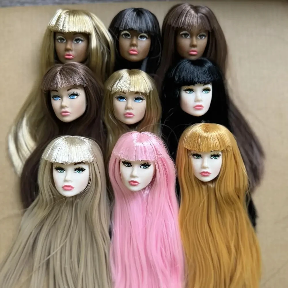 1/6 PP European Face Doll Heads White Beige Dark Brown Skin Tone Fashion Doll Head Make Up DIY Toy Part For 30cm Supermodel Doll