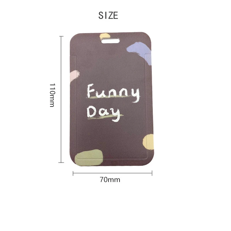 Cartoon Card Sleeve With Sliding Cover Photo Card Holder Kpop Printing Photocards Protector W/ Retractable Badge Holder Keyring