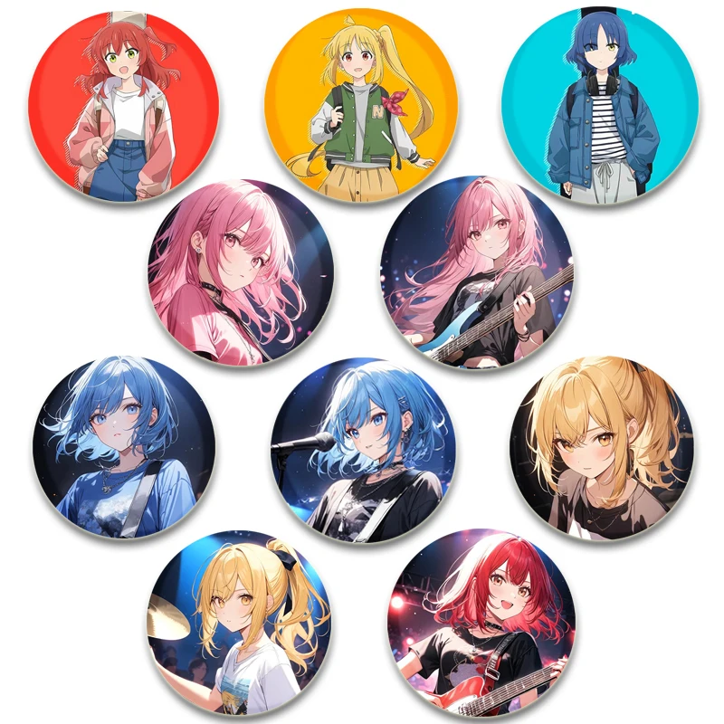 

BOCCHI THE ROCK! Funny Button Pin Flower Tinplate Badge Creative Brooches for Backpack Jewelry Accessories Handmade Gift