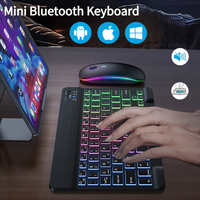 RGB Bluetooth Keyboard And Mouse Set Mini Wireless Keyboard and Mouse Kit Rechargeable Russian Keyboards 10 Inch For iPad Tablet