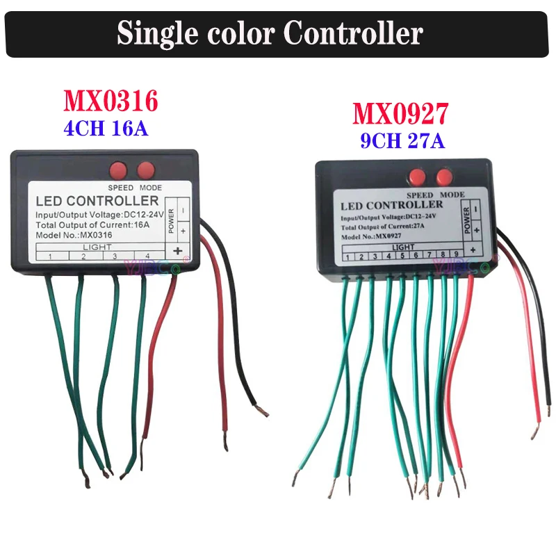 

Одноцветный контроллер для светодиодной ленты, 4 канала/9 каналов, 12 В/24 В постоянного тока, со вспышкой в виде скачка воды, знак лошади, светящиеся слова, широко используемые в рекламных щитах