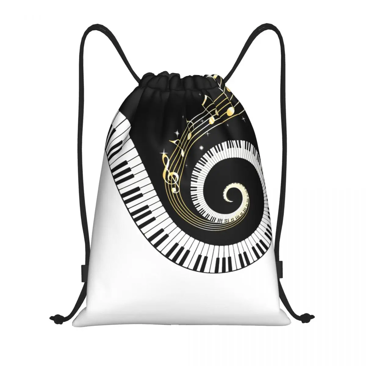 Custom Piano Keyboard Music Notes Drawstring Backpack Bags Men Women Lightweight Gym Sports Sackpack Sacks for Yoga