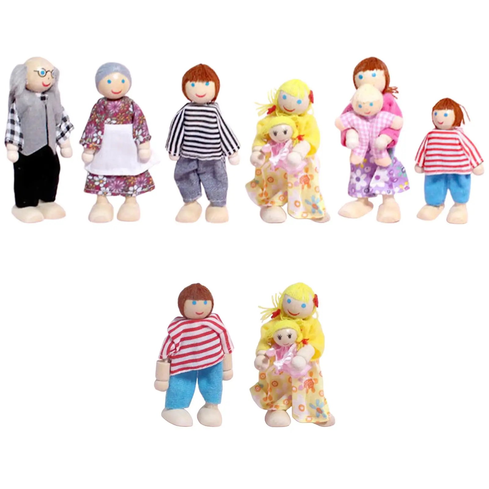 Dollhouse Family Set Miniature Dolls Pretend Play Early Educational Accessories