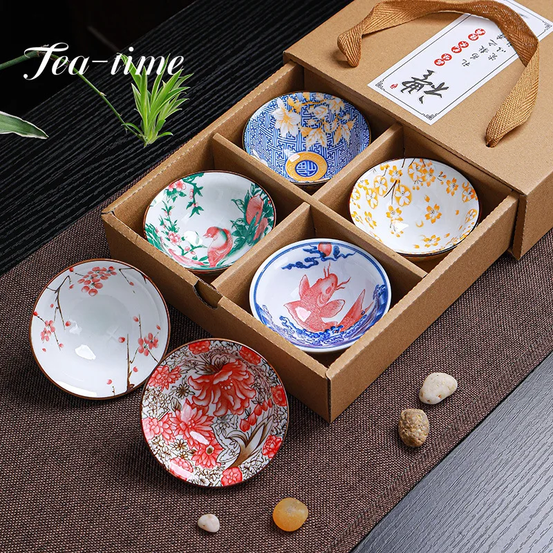 

6 шт./компл. китайская сине-белая фарфоровая чайная чашка ручная роспись искусственная чайная чаша дорожный портативный чайный набор поставки чайная чашка 75 мл