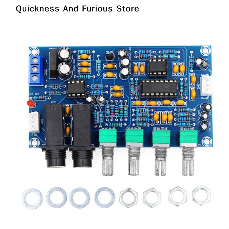 Placa Amplificadora de Microfone Digital PT2399, Placa de Reverberação para Karaokê, Módulo Amplificador de Karaokê, Placa PCB Eletrônica DIY Dual AC12V