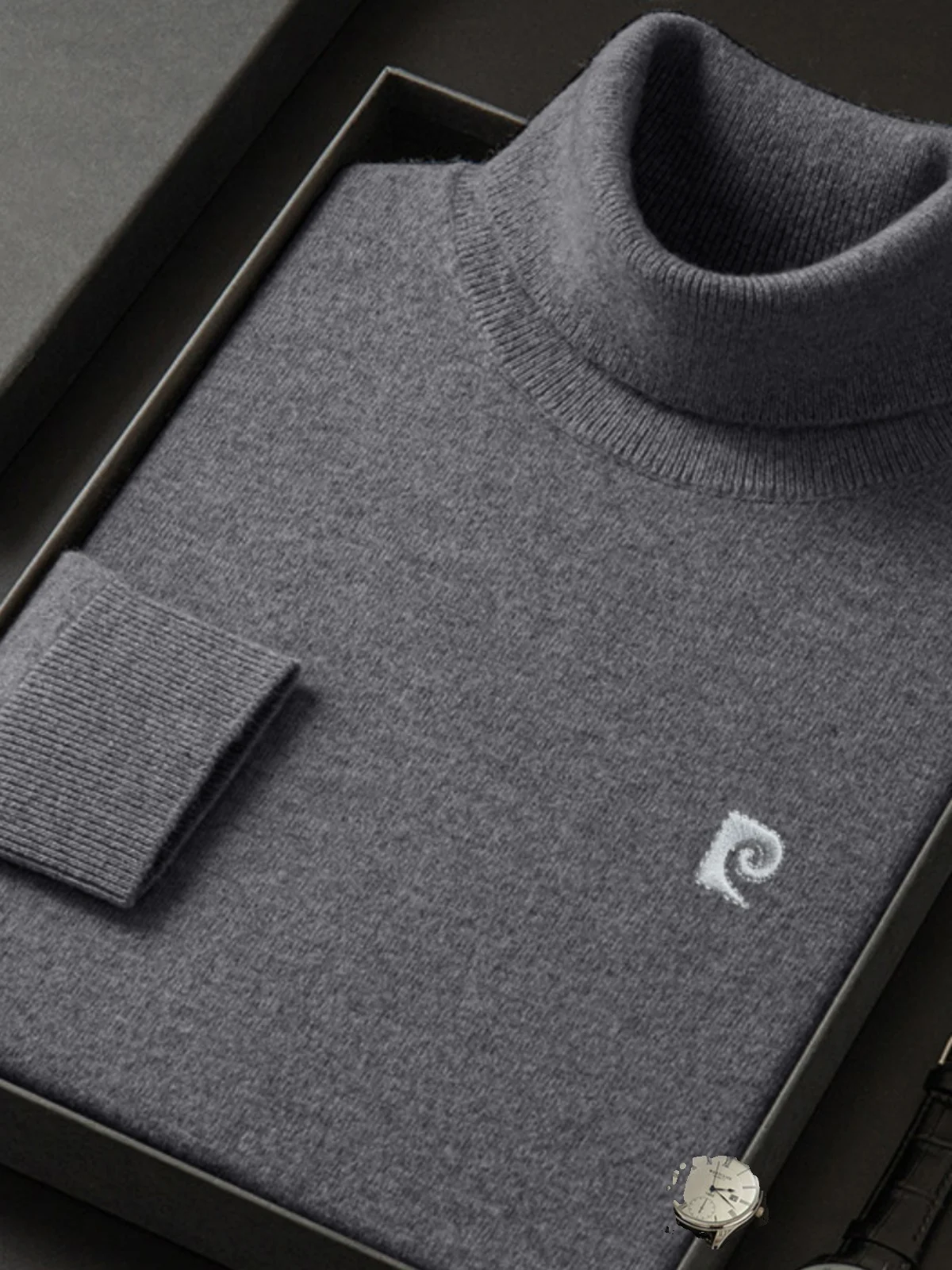 

Мужской шерстяной свитер Pierre Cardin с высоким воротником, однотонный, модный городской стиль, зимний сезон, длинный рукав