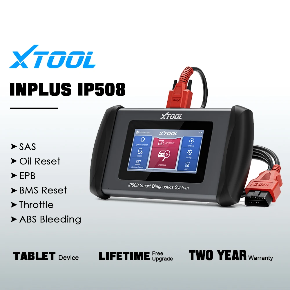 

XTOOL Inplus IP508 Diagnostic Tool ABS Bleed Throttle Relearn ODB2 Scanner 8-in-1 Data Graph Auto VIN Scan Lifetime Free Update