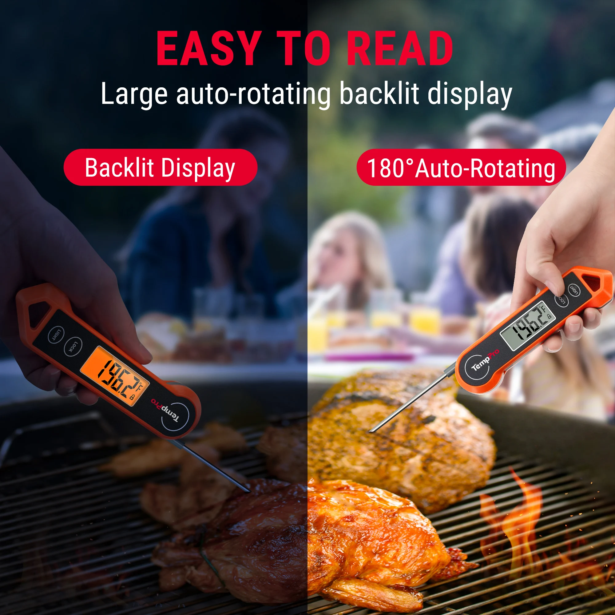 TempPro TP19H Fast Reading Waterproof Meat Thermometer Digital BBQ Thermometer With Backlight