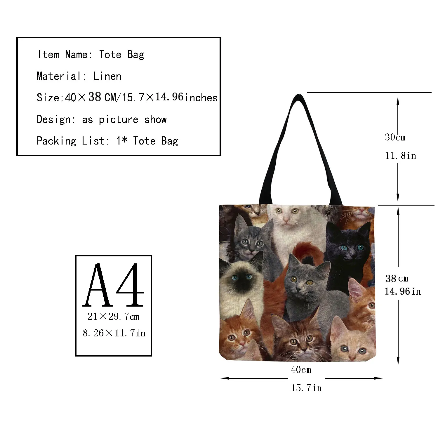 Women Shoulder Bag High Capacity Portable Eco Friendly Cute Animal Squirrel Cat Dog Print Shopper Bag Tote 2022 Trendy Women's