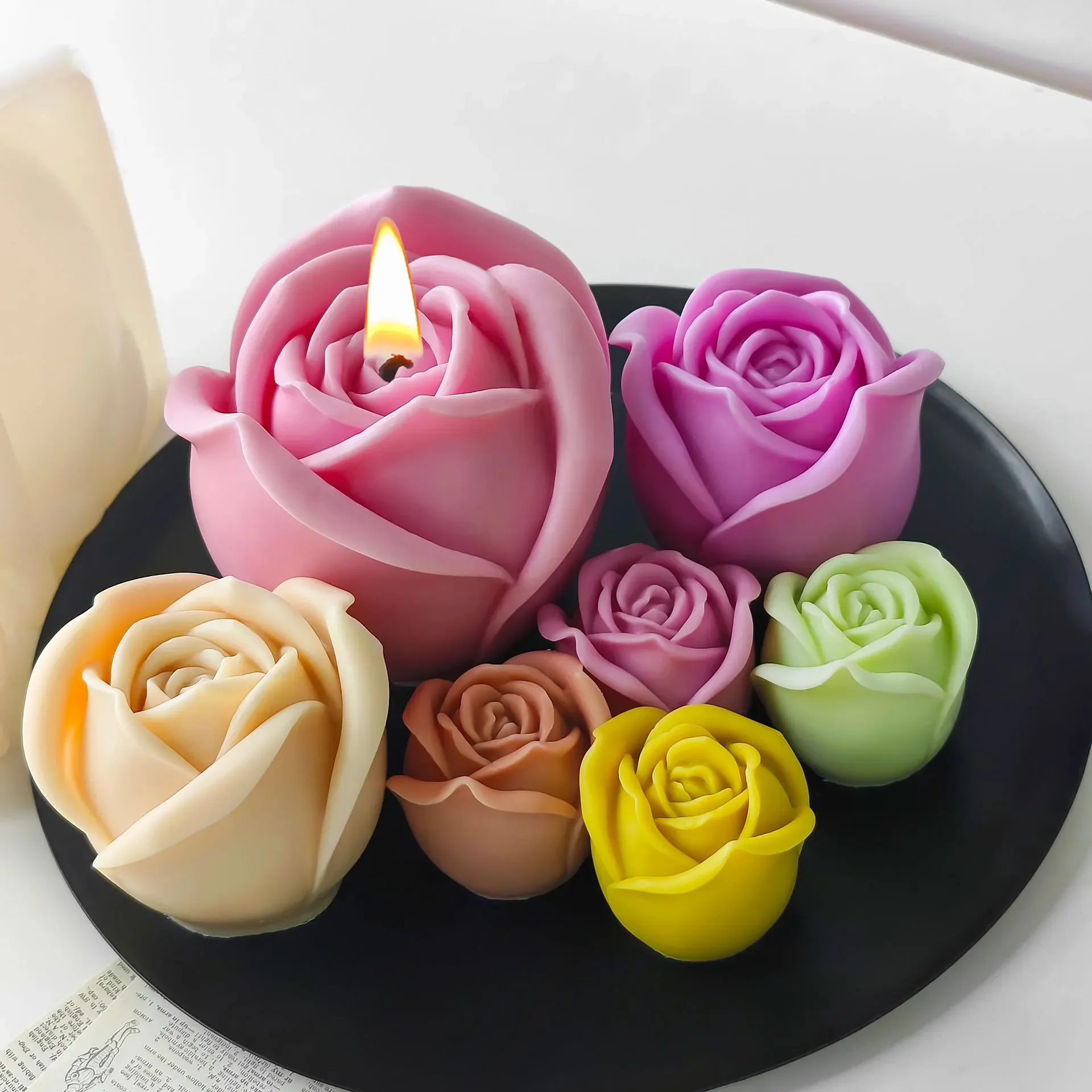

Valentine's Day Exquisite Rose Candle Silicone Mold DIY Unique Design Rose Ice Cube Mold Rose Plaster Mold