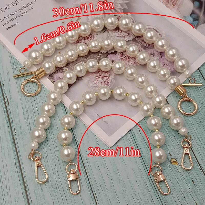 Imitation Pearls Bag Chain For Handbag Short Beaded Chain Handbags Handles Women\'S Purse Belt Diy Replacement Bag Accessories