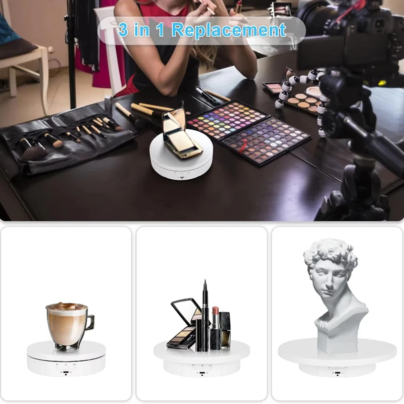 3 In 1 Electric Rotating Display Stand Motorized Turntable Replaceable Covers Remote Control 360° Rotating Platform