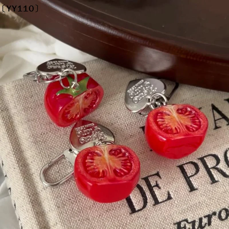 1/3Pcs 3D Half Cut Tomato Keychain Plastic Fruit Charm Cute Pendant For Phone Case/Bag Ideal Birthday For Women Girls〔YY110〕