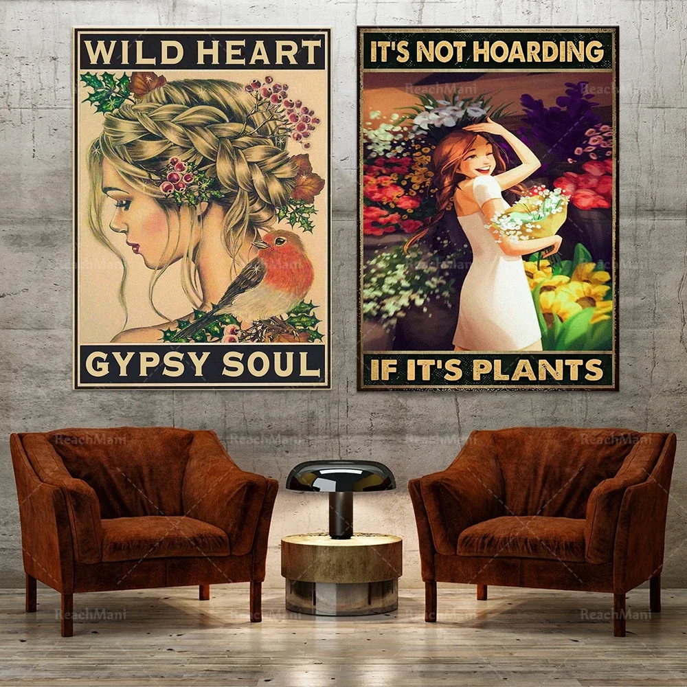 Flower girl, love nature print, wild heart gypsy soul adventure poster, don't hoard if it's a plant, girls love gardening gifts