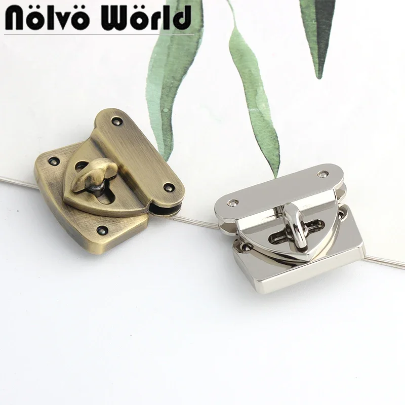 5-30Sets 32x36x3.5MM Silver Brush Antique Brass Locks Metal Clasps Handbag Bag Purse Hardware Closure Bags Buckles Accessories