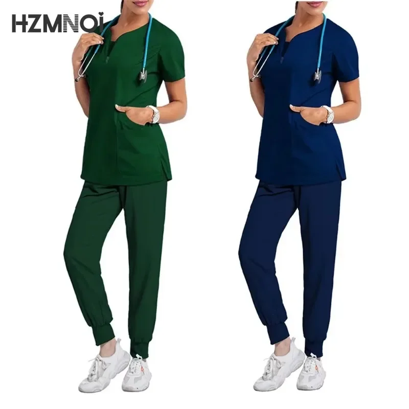 Uniformen World Scrubs für Damen, Set aus Stretch-Peeling-Oberteil und Hose mit 6 Taschen, Yoga-Bund, Anti-Falten, schmale Passform