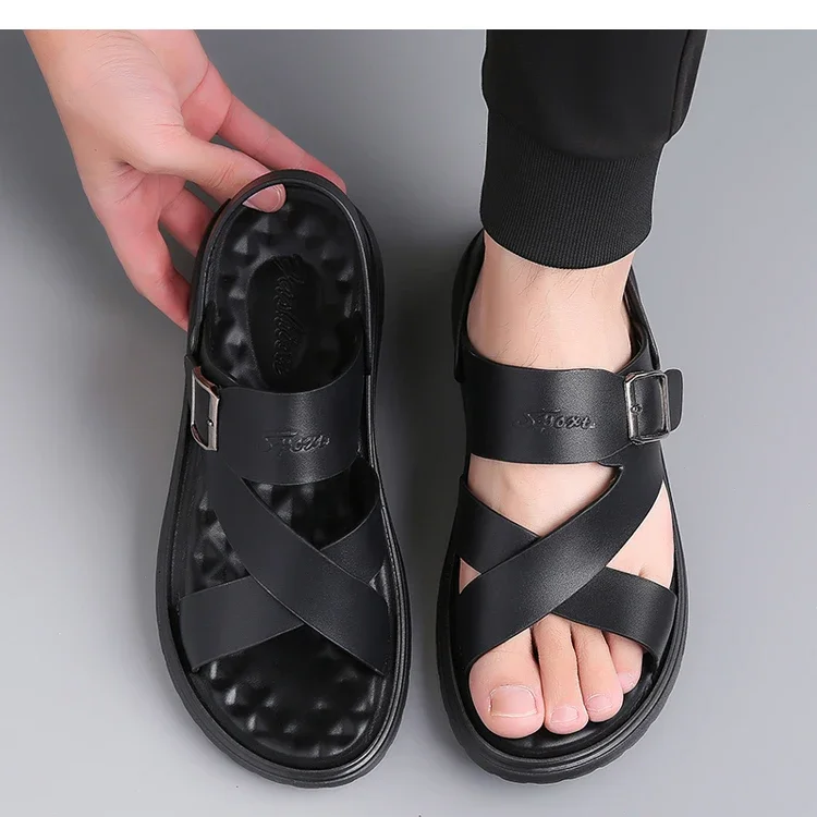 Herren Sommer-Freizeitsandalen zum Hineinschlüpfen – Bequeme, rutschfeste, strapazierfähige, weichsohlige, atmungsaktive Strandschuhe – 2380 – Detail 6